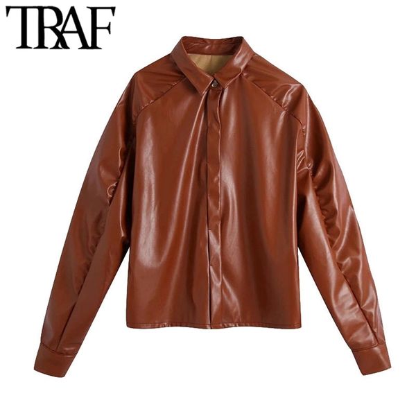 traf women fashion with gathering faux leather blouses vintage long sleeve button-up female shirts chic 210415, White
traf women fashion with gathering faux leather blouses vintage long sleeve button-up female shirts chic 210415, White