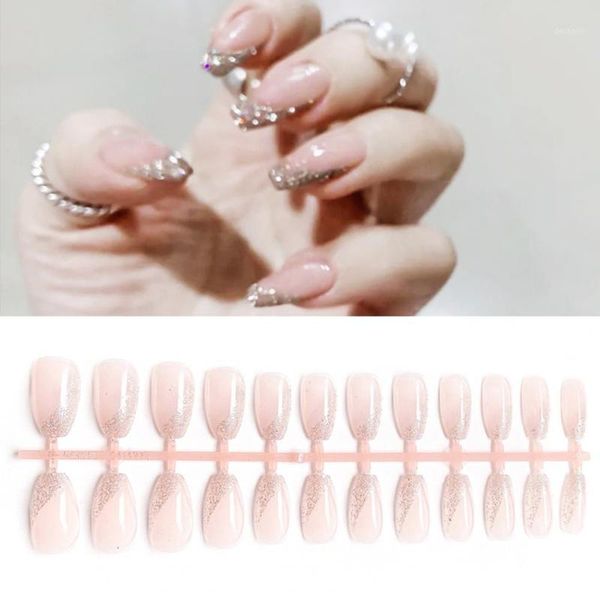 24pcs 2ml false french full cover nail tips sticker delicate decorative pure color pink glitter decals for personal nails1, Red;gold
24pcs 2ml false french full cover nail tips sticker delicate decorative pure color pink glitter decals for personal nails1, Red;gold