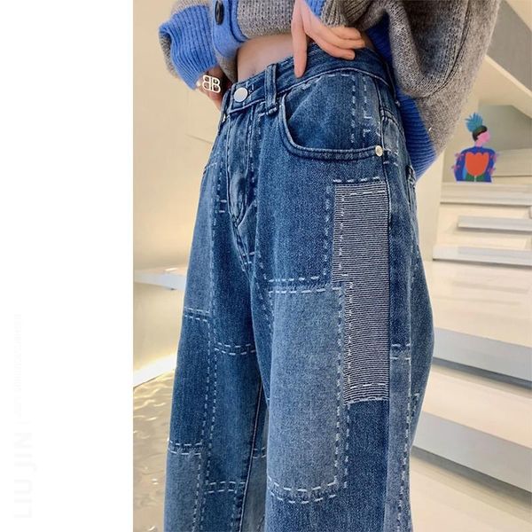 women's jeans 2021 arrival autumn women loose casual patchwork long pants button plaid waist cotton denim harem w580, Blue
women's jeans 2021 arrival autumn women loose casual patchwork long pants button plaid waist cotton denim harem w580, Blue