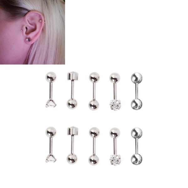 stud 5pairs 5 styles round ball stainless steel barbell earring set cartilage piercings tragus ear rings, Golden;silver
stud 5pairs 5 styles round ball stainless steel barbell earring set cartilage piercings tragus ear rings, Golden;silver