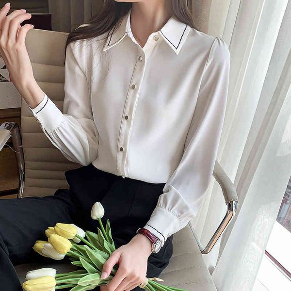 korean women's shirt chiffon blouses for women long sleeve shirts female white embroideryps felame blouse woman basic 210427
korean women's shirt chiffon blouses for women long sleeve shirts female white embroideryps felame blouse woman basic 210427