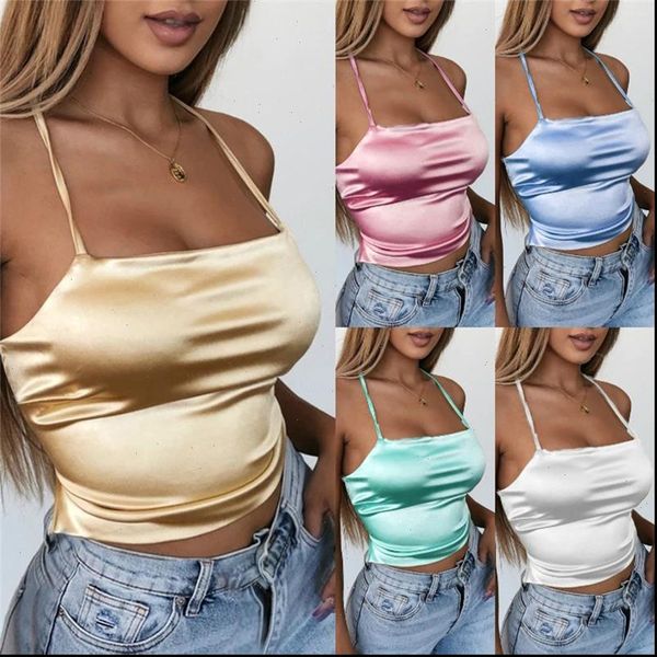 femal satin backless camisoles women camis sleeveless solid party clubwear woman casual lace up cropped vest streetwear, White
femal satin backless camisoles women camis sleeveless solid party clubwear woman casual lace up cropped vest streetwear, White