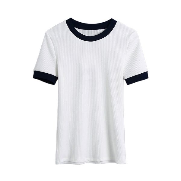 fashion patchwork ribbed trims white t shirt women vintage o neck short sleeve female tees mujer 210430
fashion patchwork ribbed trims white t shirt women vintage o neck short sleeve female tees mujer 210430