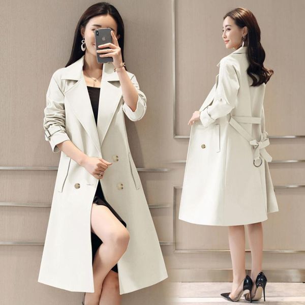women's trench coats spring autumn slim elegant double breasted coat women temperament long windbreakers plus size feminino outerwear, Tan;black
women's trench coats spring autumn slim elegant double breasted coat women temperament long windbreakers plus size feminino outerwear, Tan;black