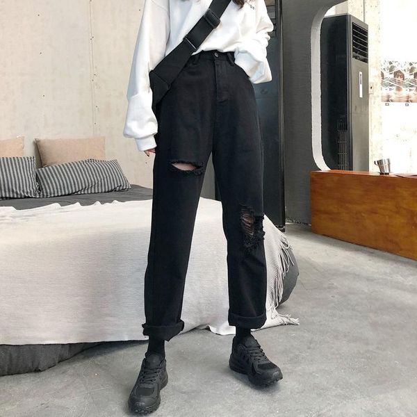 women's jeans 2021 autumn women high waist fashiom pants wide leg full-length loose straight ripped denim trousers feminino e384, Blue
women's jeans 2021 autumn women high waist fashiom pants wide leg full-length loose straight ripped denim trousers feminino e384, Blue