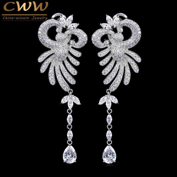 european style cubic zirconia stone setting long dropping vintage wedding earrings bridal party jewelry cz285 210714, Silver
european style cubic zirconia stone setting long dropping vintage wedding earrings bridal party jewelry cz285 210714, Silver