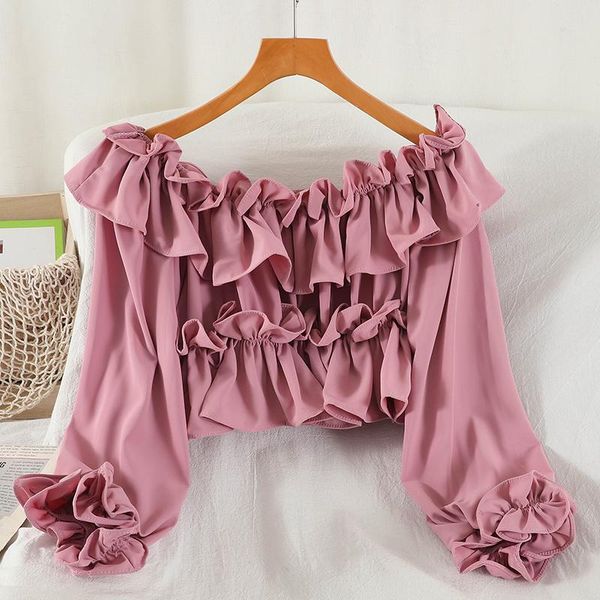 women's blouses & shirts ruffle long sleeve crop women off shoulder lolita autumn winter clothes pink korean kawaii vintage shirt b, White
women's blouses & shirts ruffle long sleeve crop women off shoulder lolita autumn winter clothes pink korean kawaii vintage shirt b, White
