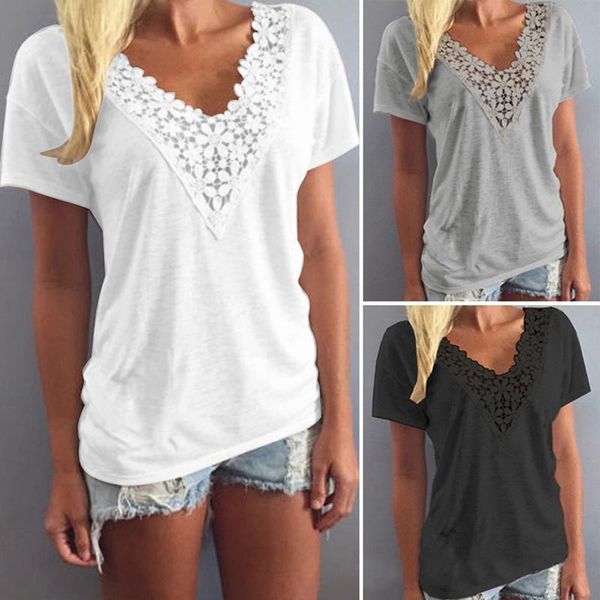 women's t-shirt 2021 women short sleeve loose t shirt summer ladies casual v-neck tees pure color lace patchwork, White
women's t-shirt 2021 women short sleeve loose t shirt summer ladies casual v-neck tees pure color lace patchwork, White