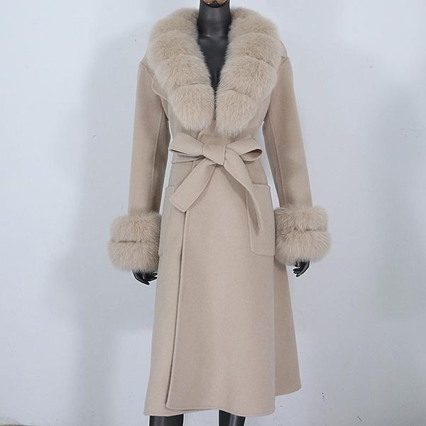 women's wool & blends cxfs 2021 x-long cashmere real fur coat belt winter jacket women natural collar cuffs streetwear outerwear, Black
women's wool & blends cxfs 2021 x-long cashmere real fur coat belt winter jacket women natural collar cuffs streetwear outerwear, Black