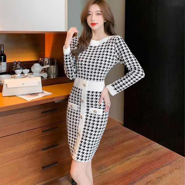 casual dresses cbafu autumn spring french chic bodycon dress women knitted houndstooth sweater long sleeve mini vestidos n549, Black;gray
casual dresses cbafu autumn spring french chic bodycon dress women knitted houndstooth sweater long sleeve mini vestidos n549, Black;gray