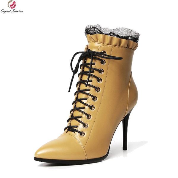 boots original intention elegant women ankle beautiful lace pointed toe thin heels black yellow shoes woman us size 4-10.5
boots original intention elegant women ankle beautiful lace pointed toe thin heels black yellow shoes woman us size 4-10.5