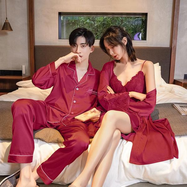 women's sleepwear couples pajamas women/men ice silk set summer soft sleep wear loose plus size, Black;red
women's sleepwear couples pajamas women/men ice silk set summer soft sleep wear loose plus size, Black;red