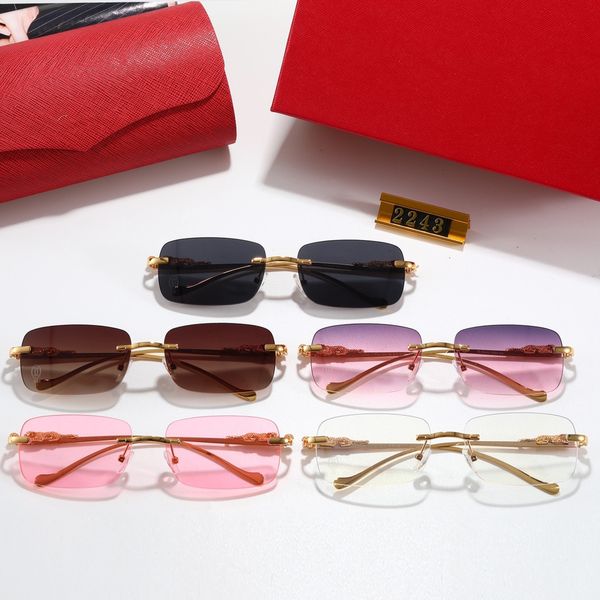 sunglasses men's and women's square frameless metal small frame fashion 2243 with box case, White;black
sunglasses men's and women's square frameless metal small frame fashion 2243 with box case, White;black