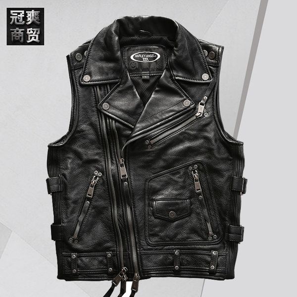 Fashion Leather Harley Angel Inclined Zipper Thickened Waistcoat 102 Men's Straight Locomotive, Black
Fashion Leather Harley Angel Inclined Zipper Thickened Waistcoat 102 Men's Straight Locomotive, Black