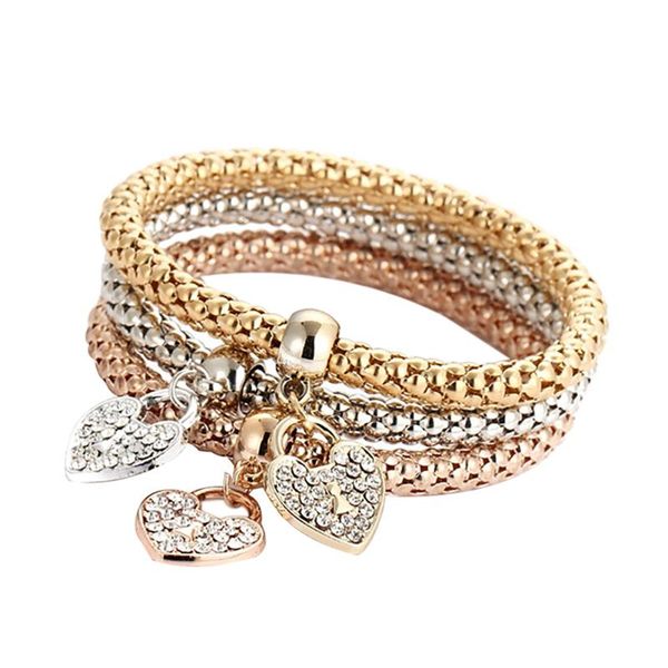 bangle 3pcs/set crystal heart bracelet gold/silverized pendant female rhinestone gift, Black
bangle 3pcs/set crystal heart bracelet gold/silverized pendant female rhinestone gift, Black