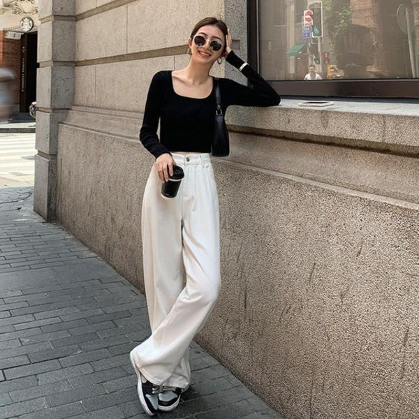 women's jeans high waist women denim pants office lady korean simple loose female solid color vintage trousers pantalon pour femme muje, Blue
women's jeans high waist women denim pants office lady korean simple loose female solid color vintage trousers pantalon pour femme muje, Blue