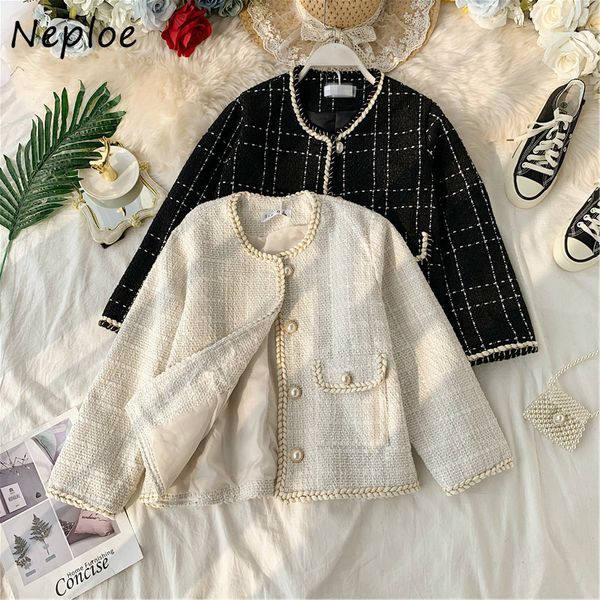 fahsion o-neck plaid all-match jacket korean loose women chic pearl button fake pockets femme coat 1g567 210430, Black;brown
fahsion o-neck plaid all-match jacket korean loose women chic pearl button fake pockets femme coat 1g567 210430, Black;brown
