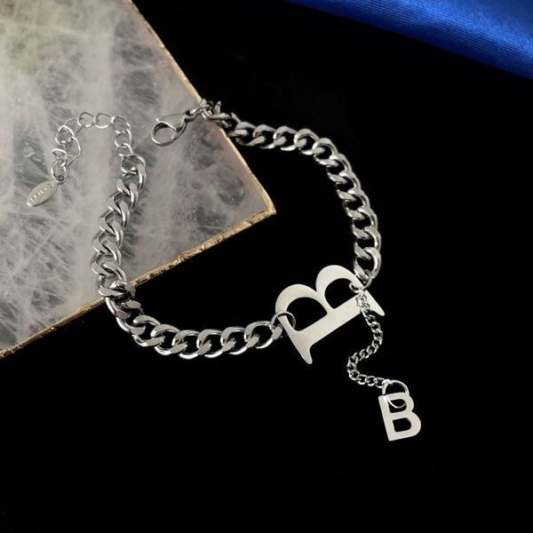 strands titanium steel bracelet does not fade b letter tassel bracelet versatile thick chain stainless, Black
strands titanium steel bracelet does not fade b letter tassel bracelet versatile thick chain stainless, Black