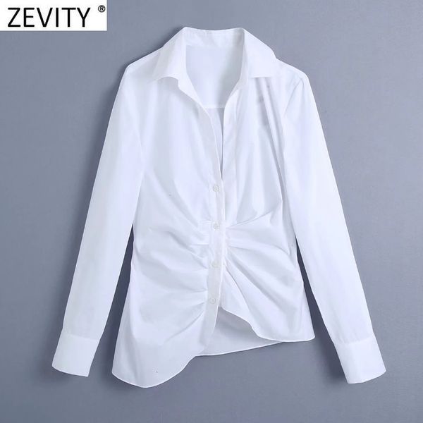 zevity women fashion breasted pleated white poplin shirts office lady hem irregular slim blouse roupas chic chemise ls9112 210419
zevity women fashion breasted pleated white poplin shirts office lady hem irregular slim blouse roupas chic chemise ls9112 210419