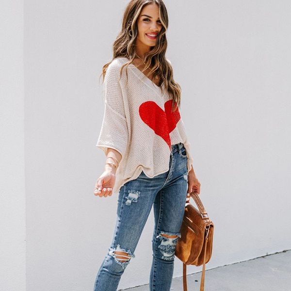 fashion sweater 2021 summer v-neck 5-sleeve pullover loose women's love printed, White;black
fashion sweater 2021 summer v-neck 5-sleeve pullover loose women's love printed, White;black