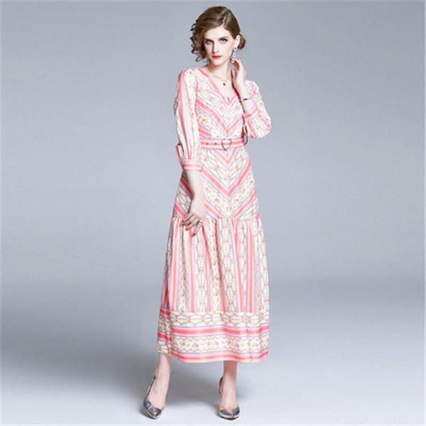 casual dresses runway 2021 summer woman print striped holiday dress vintage v neck long sleeve party ankle length female with belt, Black;gray
casual dresses runway 2021 summer woman print striped holiday dress vintage v neck long sleeve party ankle length female with belt, Black;gray