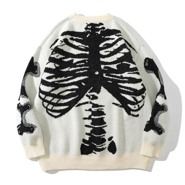 men's sweaters men oversized sweater kintted losse skelet bone print women man vintage black retro ugly male jumper cotton unisex, White;black
men's sweaters men oversized sweater kintted losse skelet bone print women man vintage black retro ugly male jumper cotton unisex, White;black