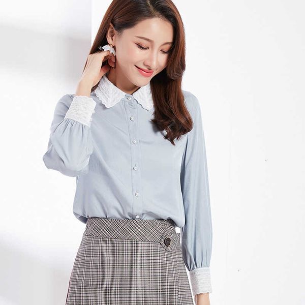 women's blouses & shirts primavera dobre rendas costura slida chiffon feminina manga longa casual moda camisa meninas azul s camisas se, White
women's blouses & shirts primavera dobre rendas costura slida chiffon feminina manga longa casual moda camisa meninas azul s camisas se, White