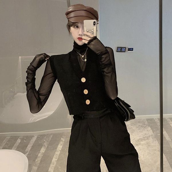 women's vests vest women knitted short v-neck coat waistcoat femme veste vt002, Black;white
women's vests vest women knitted short v-neck coat waistcoat femme veste vt002, Black;white