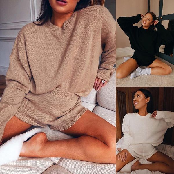 solid low color tracksuit knitted women tracksuits set long sleeve round neck elastic shorts comfort soft casual loose suit, Gray
solid low color tracksuit knitted women tracksuits set long sleeve round neck elastic shorts comfort soft casual loose suit, Gray