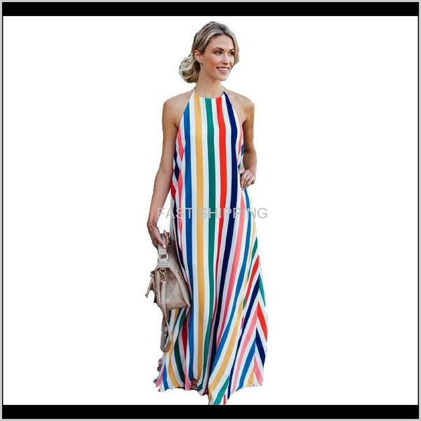 casual dresses apparel summer long women rainbow striped beach maxi sleeveless halter backless lady boho lsw9e, Black;gray
casual dresses apparel summer long women rainbow striped beach maxi sleeveless halter backless lady boho lsw9e, Black;gray