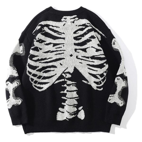 men's sweaters 2021 hip hop streetwear men sweater skeleton bone print vintage knitted pullover harajuku gothic punk autumn loose, White;black
men's sweaters 2021 hip hop streetwear men sweater skeleton bone print vintage knitted pullover harajuku gothic punk autumn loose, White;black