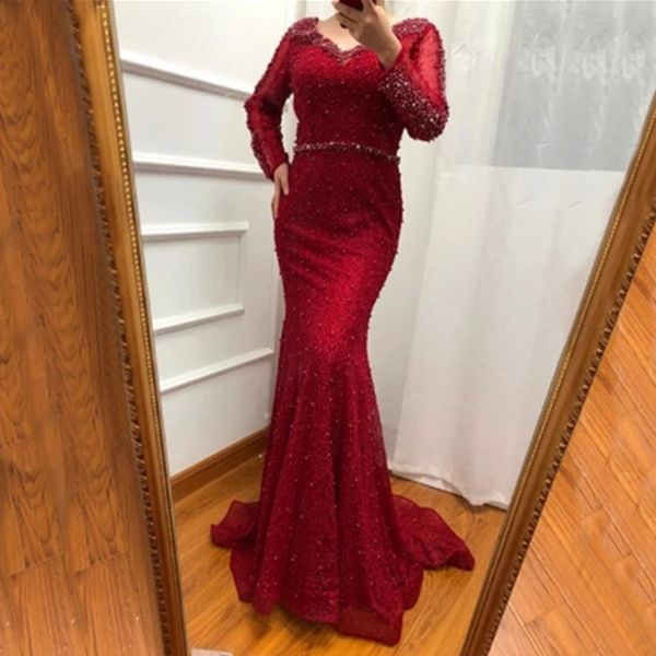 2021 red beading pearls mermaid evening dresses v neck prom dress with long sleeves plus size formal party gowns, Black;red
2021 red beading pearls mermaid evening dresses v neck prom dress with long sleeves plus size formal party gowns, Black;red