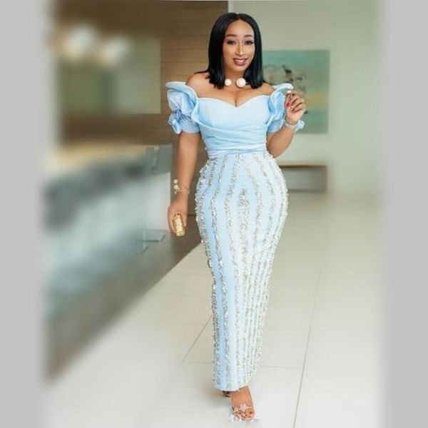 party dresses light blue plus size evening ankle length ruffles short sleeves mermaid prom dress beading appliques african gowns, White;black
party dresses light blue plus size evening ankle length ruffles short sleeves mermaid prom dress beading appliques african gowns, White;black