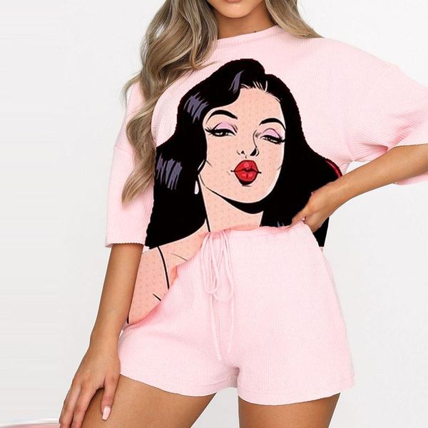 women's tracksuits ladies summer solid color suit face print round neck pullover short + drawstring pocket shorts casual all-match, Gray
women's tracksuits ladies summer solid color suit face print round neck pullover short + drawstring pocket shorts casual all-match, Gray