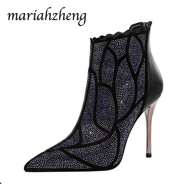 boots meriahzheng 10.5cm fashion banquet metal heel stiletto ultra high pointed skinny nightclub rhinestone women ankle ds, Black
boots meriahzheng 10.5cm fashion banquet metal heel stiletto ultra high pointed skinny nightclub rhinestone women ankle ds, Black