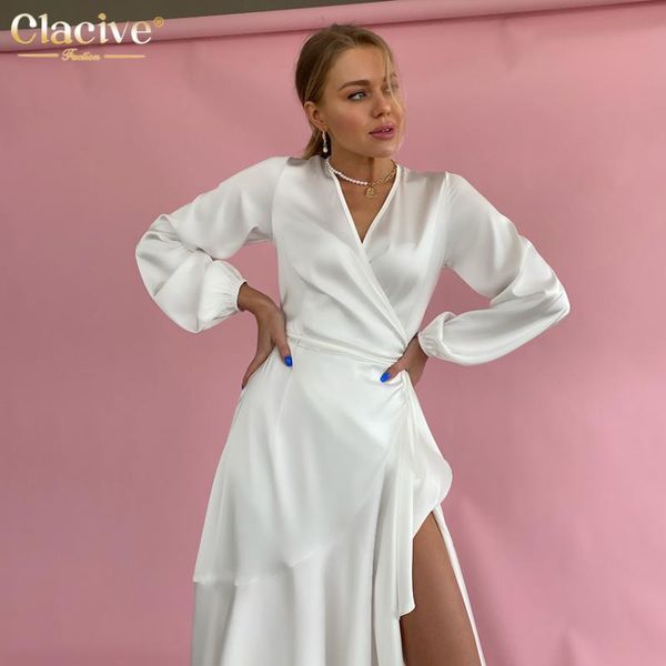 casual dresses clacive elegant v-neck satin white dress women fashion slim long sleeve lace-up ladies midi bodycon party evening, Black;gray
casual dresses clacive elegant v-neck satin white dress women fashion slim long sleeve lace-up ladies midi bodycon party evening, Black;gray