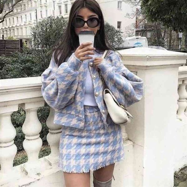 vintage button check gingham plaid blazer dress suits high waist skirts sets autumn winter purple 2 pieces set outfits 210427, White
vintage button check gingham plaid blazer dress suits high waist skirts sets autumn winter purple 2 pieces set outfits 210427, White