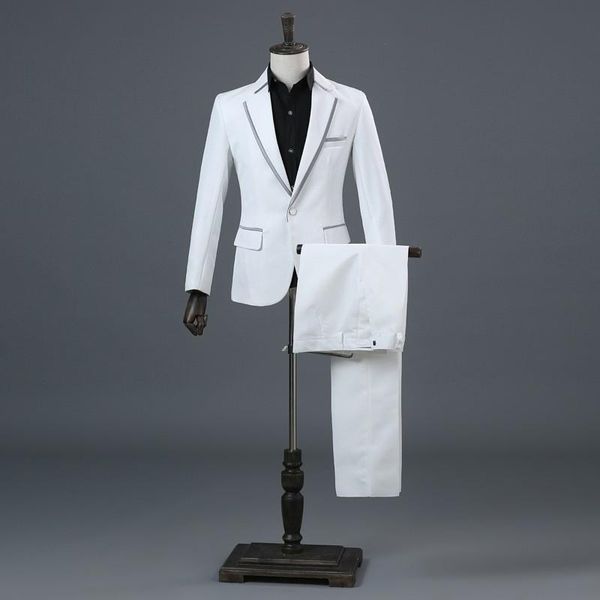 men's suits & blazers brand jacket+pants mens business casual wedding groom stage show dress slim fit costume classic, White;black
men's suits & blazers brand jacket+pants mens business casual wedding groom stage show dress slim fit costume classic, White;black