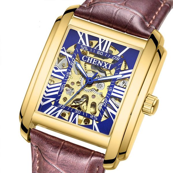 wristwatches luxury men's mechanical watch gold blue skeleton gentleman gifts steel dial business casual leather strap luminous clock, Slivery;brown
wristwatches luxury men's mechanical watch gold blue skeleton gentleman gifts steel dial business casual leather strap luminous clock, Slivery;brown
