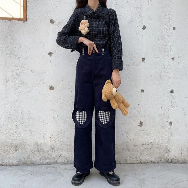 women's pants & capris lychee girls heart plaid patchwork corduroy women high waist autumn lady bottoms elastic vintage female trousers, Black;white
women's pants & capris lychee girls heart plaid patchwork corduroy women high waist autumn lady bottoms elastic vintage female trousers, Black;white