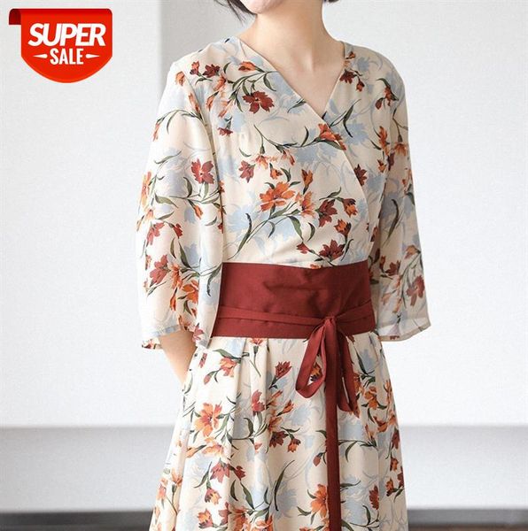 japanese style printed long skirt v-neck waisted floral chiffon dress for women with contrast color waistband #5f0z, Black;gray
japanese style printed long skirt v-neck waisted floral chiffon dress for women with contrast color waistband #5f0z, Black;gray