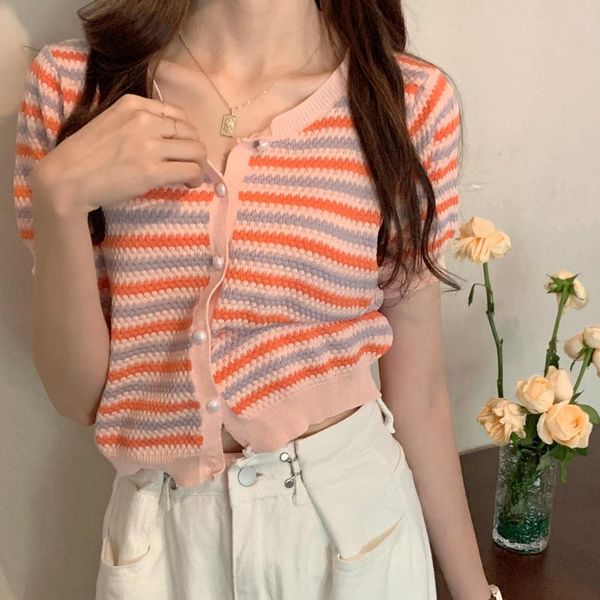 women's blouses & shirts blouse women student cardigan striped round neck short-sleeved sweater summer korean style slim short top, White
women's blouses & shirts blouse women student cardigan striped round neck short-sleeved sweater summer korean style slim short top, White