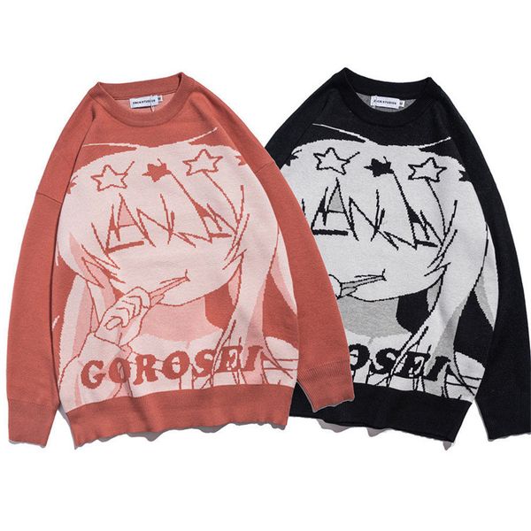 men's sweaters and women's animated sweaters, cartoon street clothes, harajuku style large size, round necks, informal knitwear, White;black
men's sweaters and women's animated sweaters, cartoon street clothes, harajuku style large size, round necks, informal knitwear, White;black