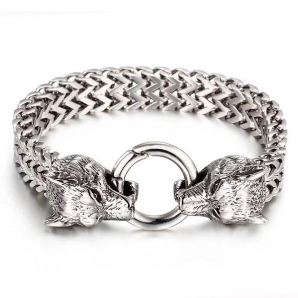 link, chain fashion vintage viking stainless steel wolf bracelet men's charm punk mesh bracelets rock biker jewelry gift, Black
link, chain fashion vintage viking stainless steel wolf bracelet men's charm punk mesh bracelets rock biker jewelry gift, Black
