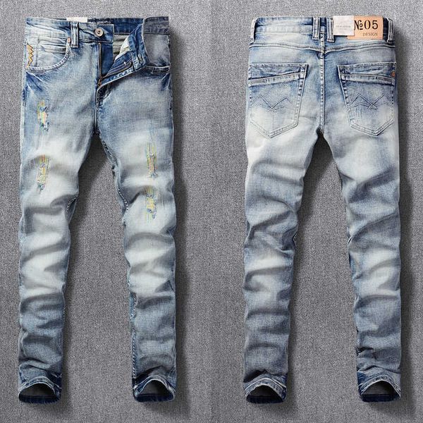 men's jeans italian style fashion retro light blue embroidery designer ripped for streetwear hip hop denim punk pants qzm7
men's jeans italian style fashion retro light blue embroidery designer ripped for streetwear hip hop denim punk pants qzm7
