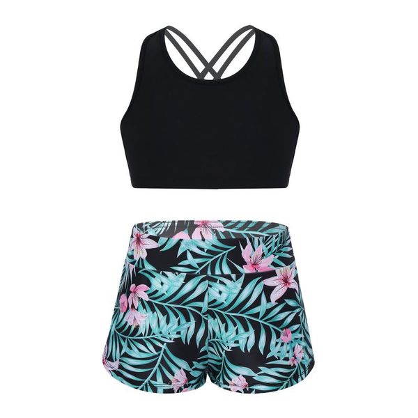 kids girls sport suit spaghetti straps cropped and wide elastic waistband print shorts set for gym yoga running children sets, Black;blue
kids girls sport suit spaghetti straps cropped and wide elastic waistband print shorts set for gym yoga running children sets, Black;blue