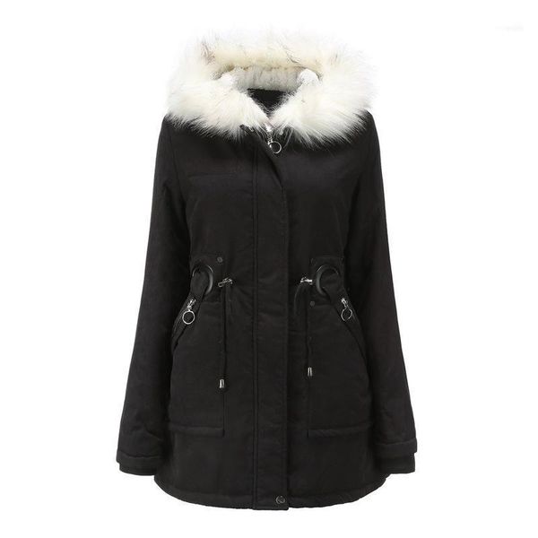 women's down & parkas winter fashion women cotton coat long hooded white fur collar jacket warm and velvet cold clothing1, Black
women's down & parkas winter fashion women cotton coat long hooded white fur collar jacket warm and velvet cold clothing1, Black