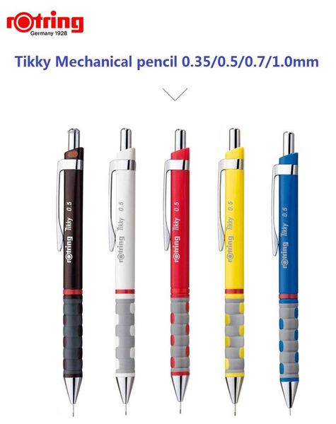 

ballpoint pens rotring 0.35mm/ 0.5mm 0.7mm/1.0mm tikky mechanical pencil red black blue white plactis pen holder automatic drawing, Blue;orange