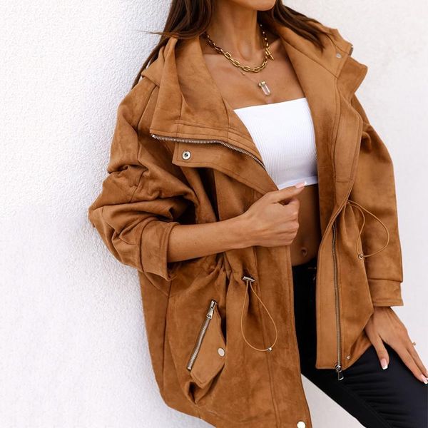 women's jackets fashion suede women outerwear 2021 autumn and winter casual loose hooded drawstring waist jacket streetwear coats, Black;brown
women's jackets fashion suede women outerwear 2021 autumn and winter casual loose hooded drawstring waist jacket streetwear coats, Black;brown