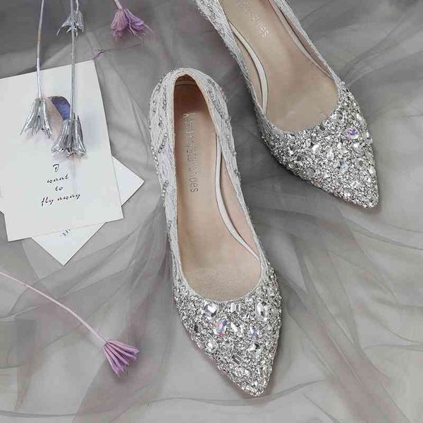 dress shoes wedding female new crystal princess diamond silver bride shoe tip medium-heeled banquet high-heeled cik1, Black
dress shoes wedding female new crystal princess diamond silver bride shoe tip medium-heeled banquet high-heeled cik1, Black